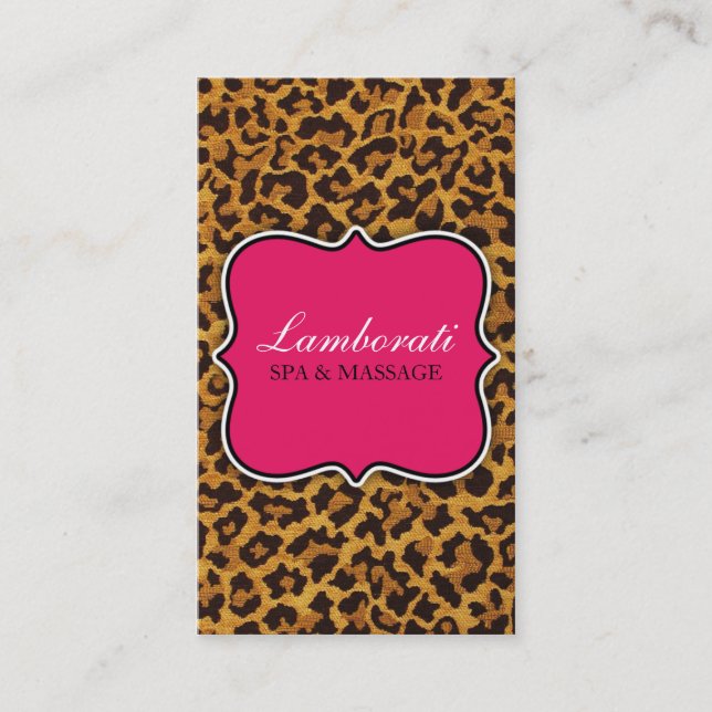 Leopard Print Fashion Designer Elegant Modern Pink Business Card (Front)