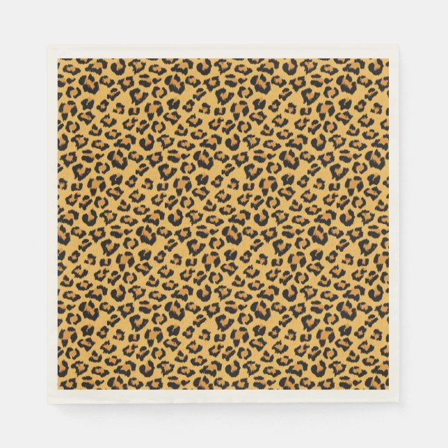 Leopard Print Faux Fur Wild Style Safari Pattern Napkin (Front)