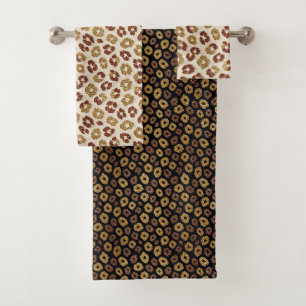 Leopard Print Faux Glitter Luxury Bath Towel Set