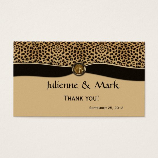 Leopard Print FAUX Ribbon Jewel Wedding Favour Business Card