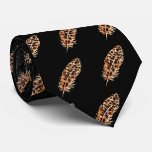 Leopard Print Feather Pattern Neck Tie