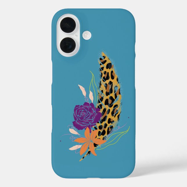 Leopard Print, Feathers & Florals Case-Mate iPhone Case (Back)
