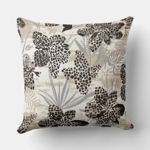 Leopard Print Floral Throw Pillow Neutral Botani