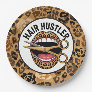 Leopard Print for Hair dresser Paper Plate