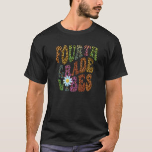 Leopard Print FOURTH GRADE VIBES Teacher Peace Lov T-Shirt