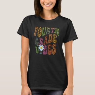 Leopard Print FOURTH GRADE VIBES Teacher Peace Lov T-Shirt