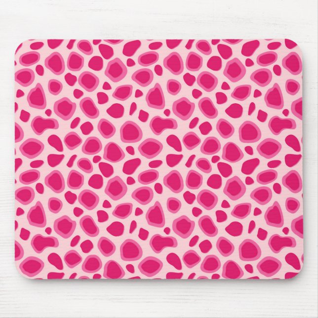 Leopard Print - Fuchsia and light pink Mouse Mat (Front)