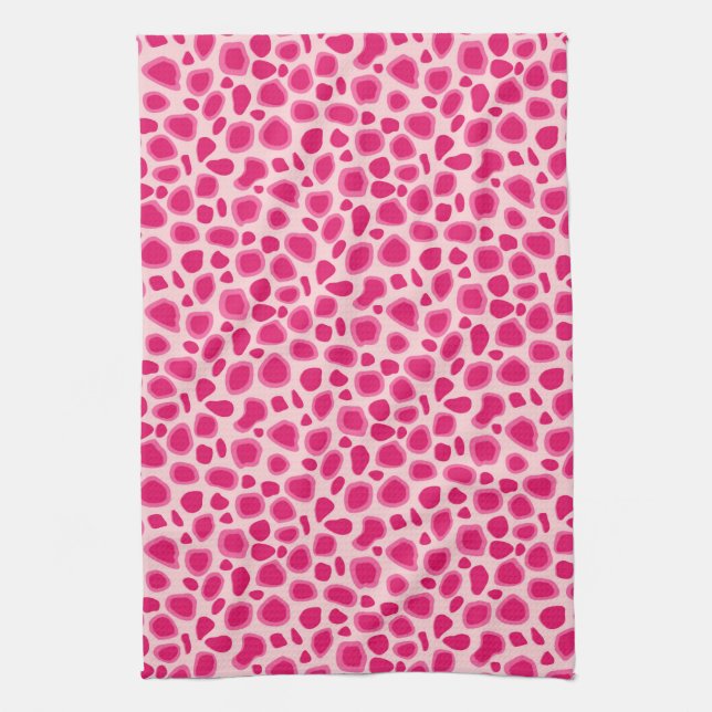 Leopard Print - Fuchsia and light pink Tea Towel (Vertical)
