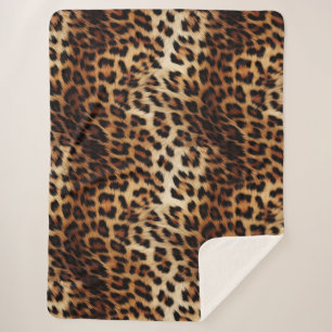 Leopard Print Fur Sherpa Blanket