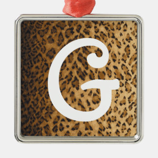 Leopard Print G monogram initials Metal Tree Decoration