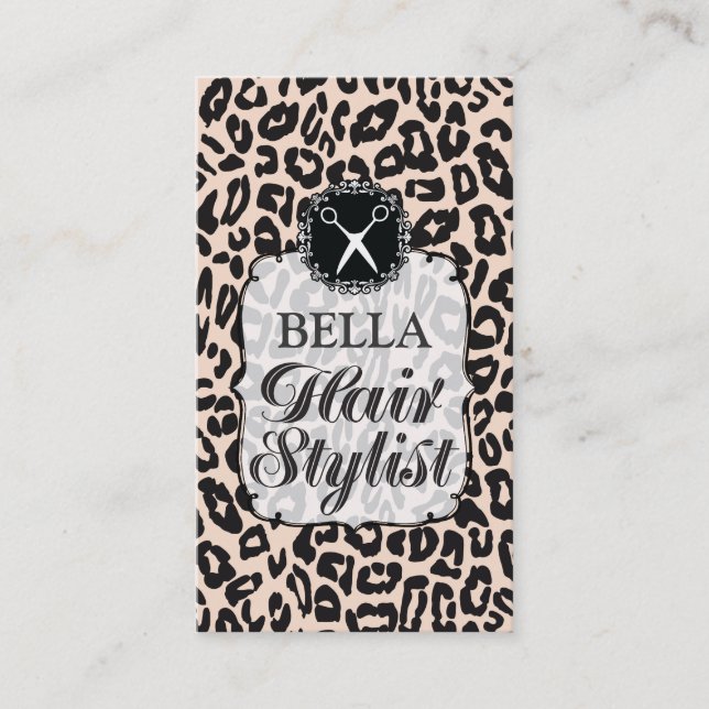 Leopard Print Glam Hair Stylist Appointment Cards (Front)
