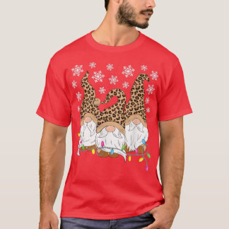 Leopard Print Gnomes Xmas Funny Christmas Gnome Me T-Shirt