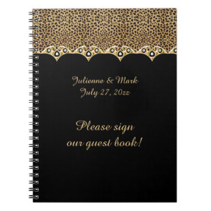 Leopard Print Gold Diamonds Guest Book