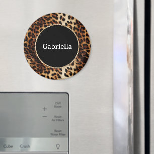 Leopard Print Gold Glitter Sparkle Frame Magnet