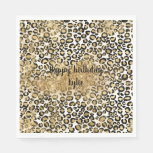 Leopard Print Gold Glitter Sparkle Napkin