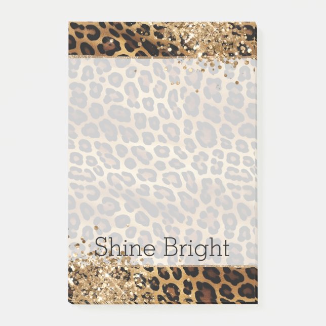 Leopard Print Gold Glitzy Sparkle Glitter  Post-it Notes (Front)