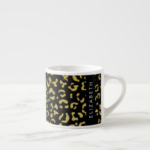 Leopard Print, Gold Leopard, Glitter, Your Name Espresso Cup