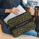 Leopard Print, Gold Leopard, Glitter, Your Name Laptop Sleeve<br><div class="desc">Elegant,  stylish and sophisticated leopard pattern in gold colour. Modern and trendy gift,  perfect for the animal print lover in your life. Personalise by adding your name,  nickname,  monogram or initials.</div>