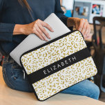 Leopard Print, Gold Leopard, Glitter, Your Name Laptop Sleeve<br><div class="desc">Elegant,  stylish and sophisticated leopard pattern in gold colour. Modern and trendy gift,  perfect for the animal print lover in your life. Personalise by adding your name,  nickname,  monogram or initials.</div>