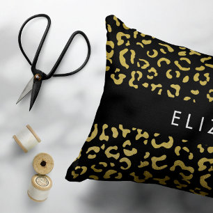 Leopard Print, Gold Leopard, Glitter, Your Name Pillowcase