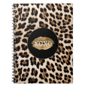 Leopard Print Gold Lips XOXO Notebook