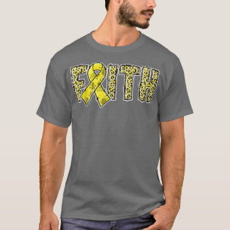 Leopard Print Gold Ribbon FAITH Childhood Cancer A T-Shirt
