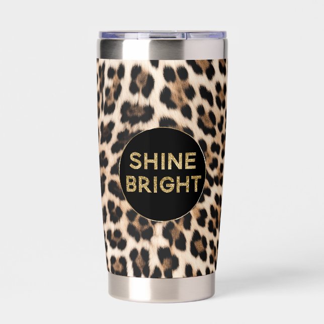 Leopard Print Gold Shine Bright Insulated Tumbler (Front)