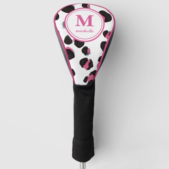 LEOPARD PRINT Golf | personalised NAME monogram  Golf Head Cover (Front)