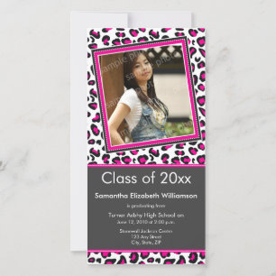 Leopard Print Graduation Photo Announcement (pink)