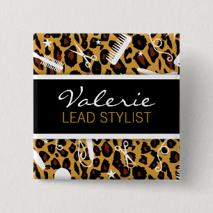 Leopard Print Hair Salon Name Badge
