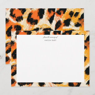 Leopard print halloween Baby shower notecard