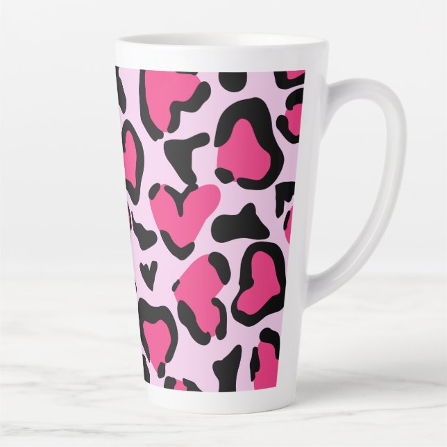 Leopard print, Hand-drawn Seamless watercolor  Latte Mug (Right)