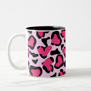 Leopard print, Hand-drawn watercolor texture. Two-Tone Coffee Mug