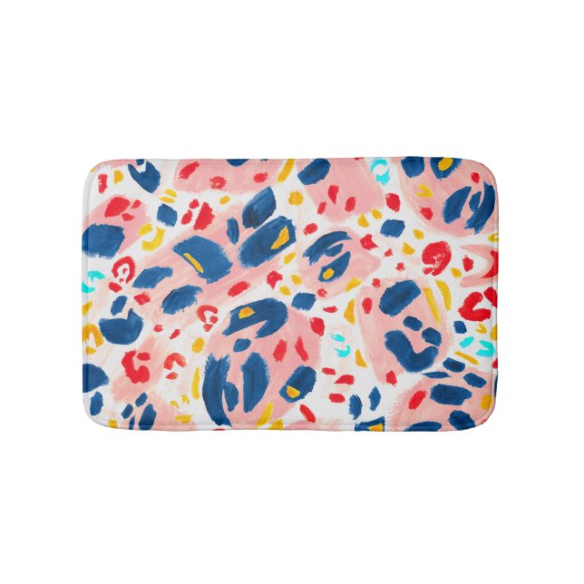 Leopard print: hand-painted watercolor. bath mat (Front)