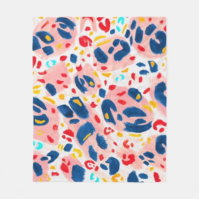 Leopard print: hand-painted watercolor. fleece blanket (Front)