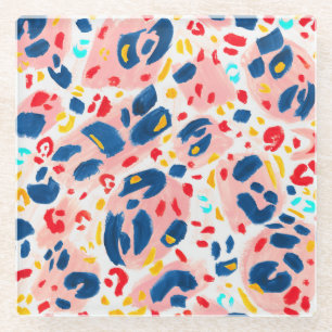 Leopard print: hand-painted watercolor. glass coaster