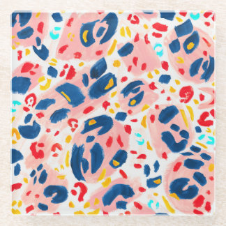 Leopard print: hand-painted watercolor. glass coaster