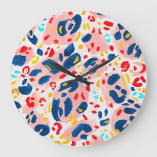 Leopard print: hand-painted watercolor. large clock