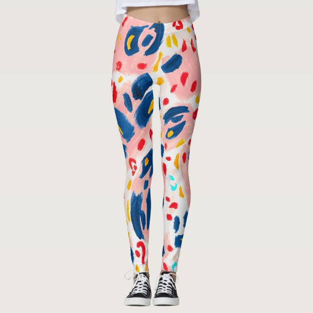 Leopard print: hand-painted watercolor. leggings (Front)