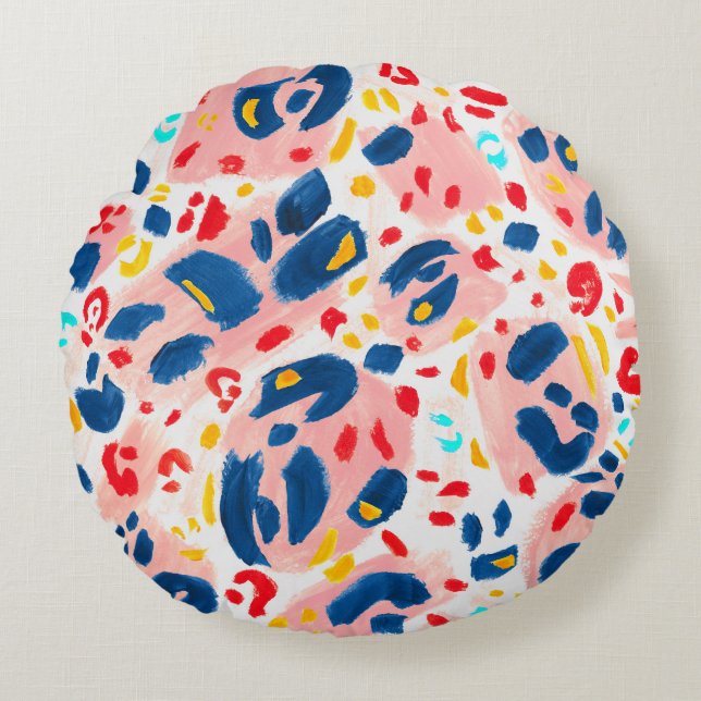 Leopard print: hand-painted watercolor. round cushion (Front)