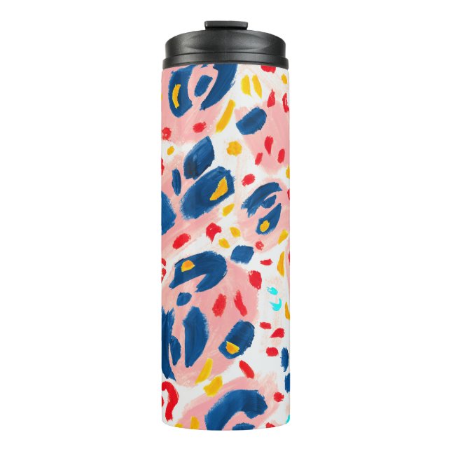 Leopard print: hand-painted watercolor. thermal tumbler (Front)