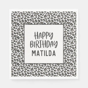 leopard print happy birthday party napkin