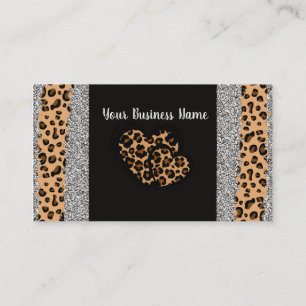Leopard Print Heart  Business Card