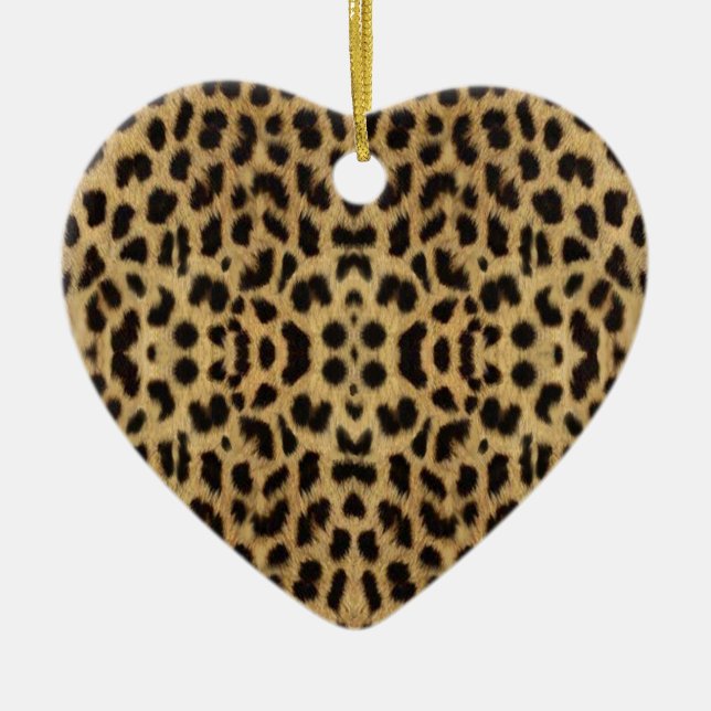 Leopard print Heart Ornament (Front)