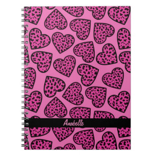 Leopard print hearts Notebook