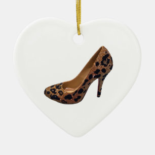 Leopard Print High Heel Shoe Pump Ceramic Tree Decoration
