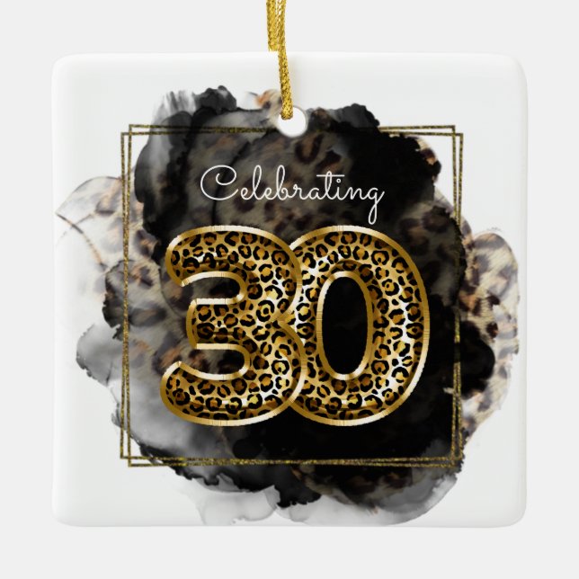 Leopard Print Hip Celebrating 30 Birthday Photo Ceramic Ornament (Front)