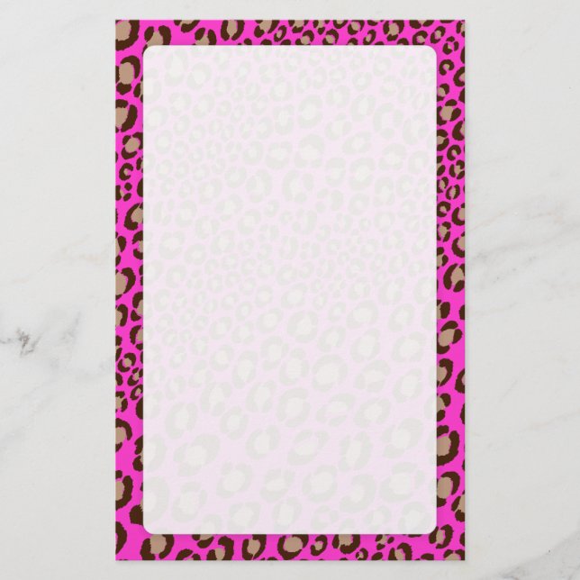 Leopard Print/hot pink/Add background colour!! Stationery (Front)