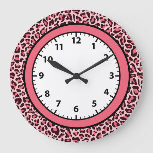 Leopard Print Hot Pink Cheetah Trendy Clock