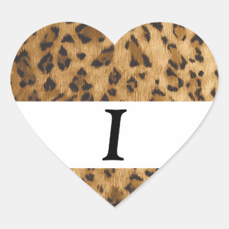 Leopard Print I monogram initials merchandise Heart Sticker